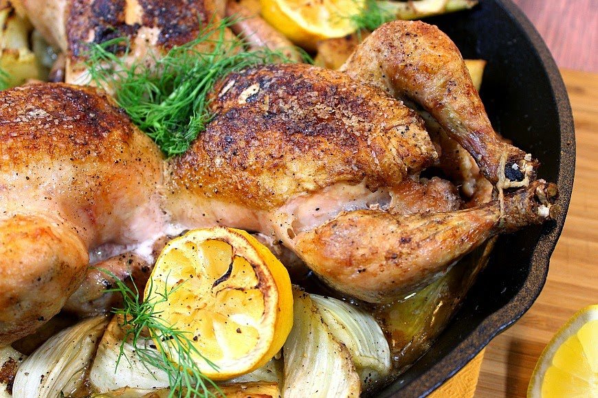 Skillet Roasted Cornish Hens