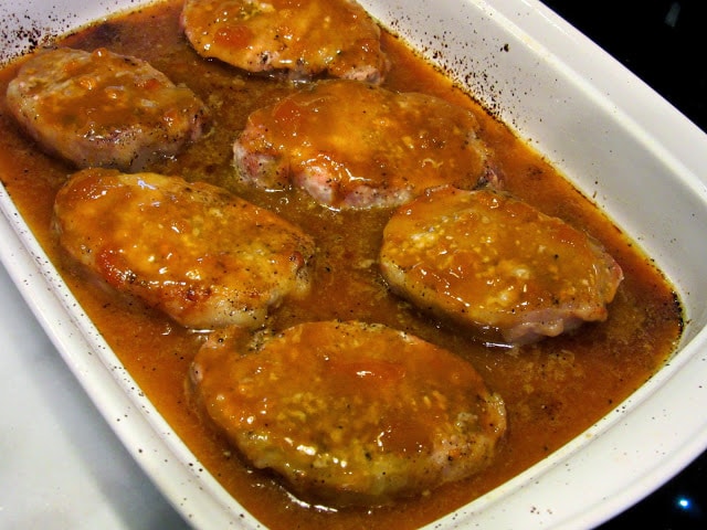 Five Ingredient Apricot Mustard Glazed Pork Chops