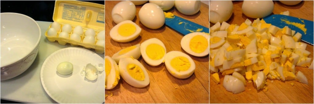 Photo tutorial of making egg salad for canapes.