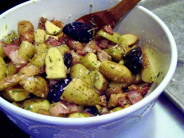 Bacon Roasted Fingerling Potatoes with Herbs