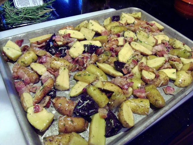 Bacon Roasted Fingerling Potatoes with Herbs