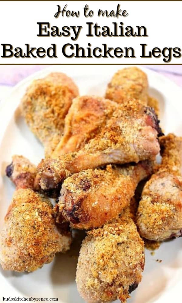 Title text image for Italian baked chicken legs