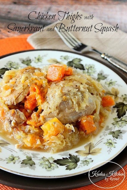 Sauerkraut Chicken Thighs with Butternut Squash