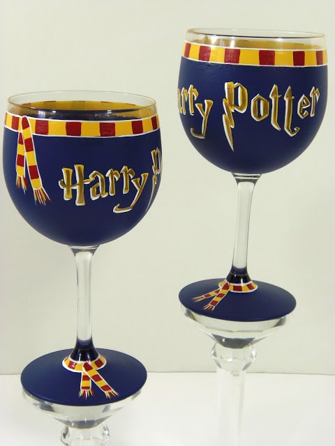 Harry Potter Inspired Wine Goblets - email me: info@kudoskitchenbyrenee.com Harry Potter Inspired Wine Goblets