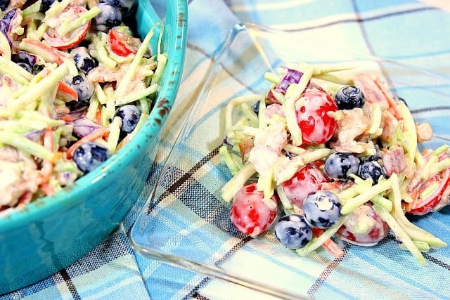 Broccoli Slaw with Blueberries and Bacon