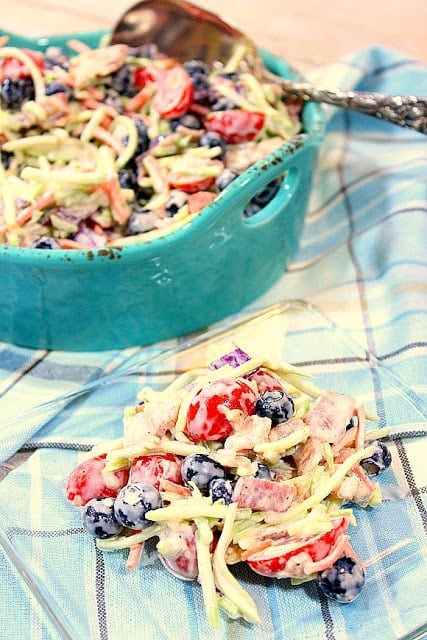 Broccoli Slaw with Blueberries and Bacon