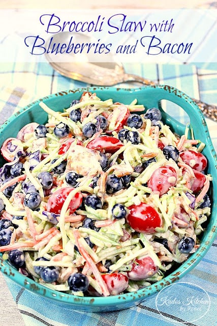 Broccoli Slaw with Blueberries and Bacon