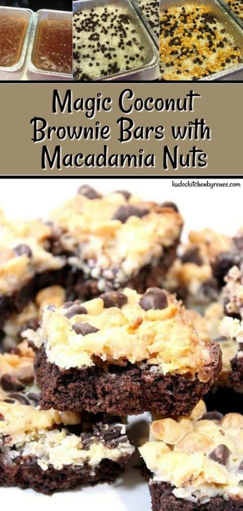 Magic Coconut Brownie Bars with Macadamia Nuts - kudoskitchenbyrenee.com