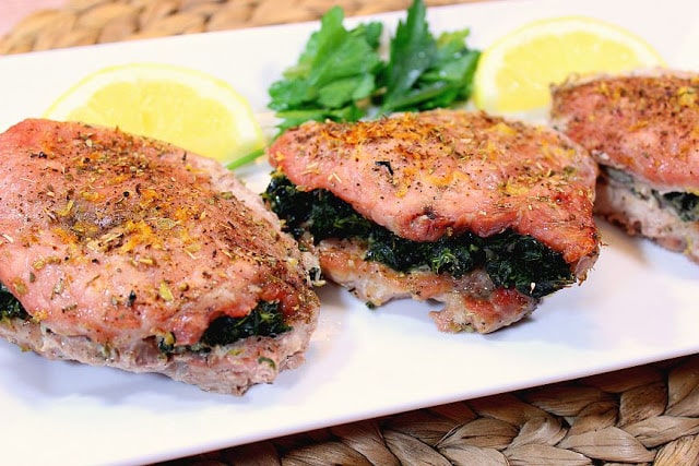 Spinach and Feta Greek Stuffed Pork Chops