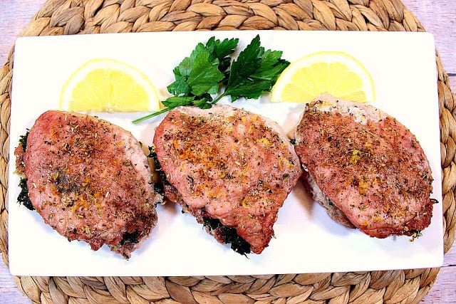 Spinach and Feta Greek Stuffed Pork Chops