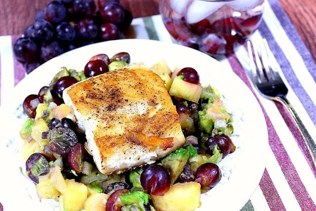 Seared Mahi-Mahi with Pineapple, Grape and Avocado Salsa