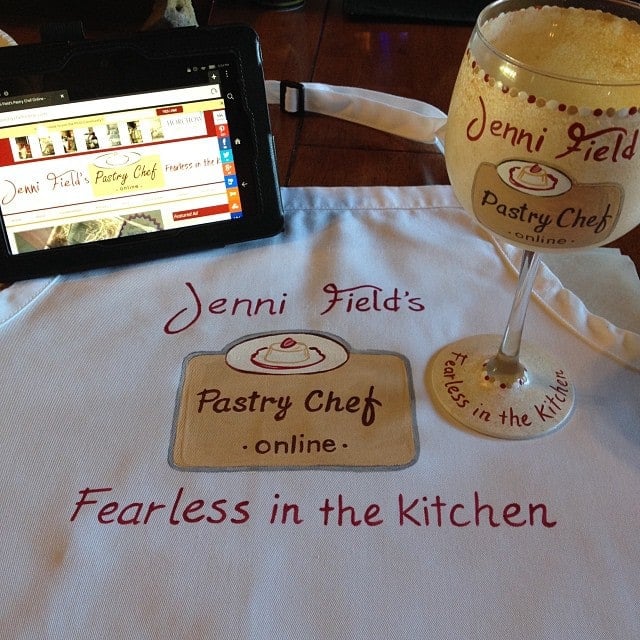 Hand Painted Food Blogger Apron and Wine Glass - kudoskitchenbyrenee.com