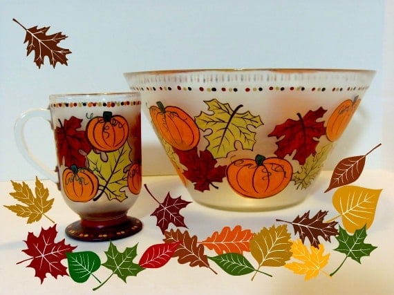 Autumn Leaves and Pumpkins Hand Painted Glassware - www.etsy.com/shop/kudoskitchenpaints Autumn Leaves and Pumpkins Hand Painted Glassware
