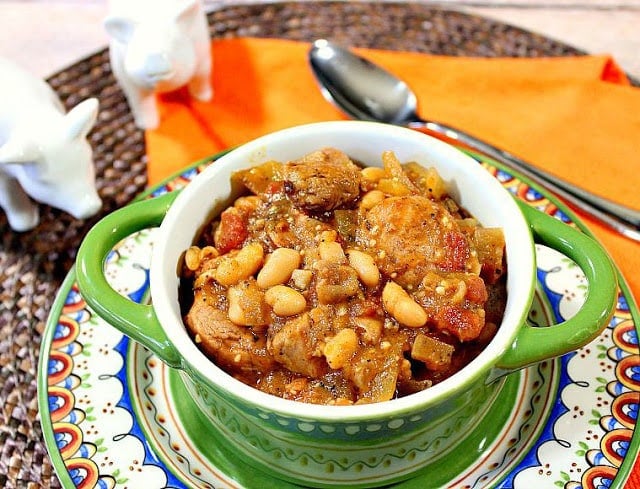 Pork with Sausage Cassoulet - www.kudoskitchenbyrenee.com Pork and Sausage Cassoulet