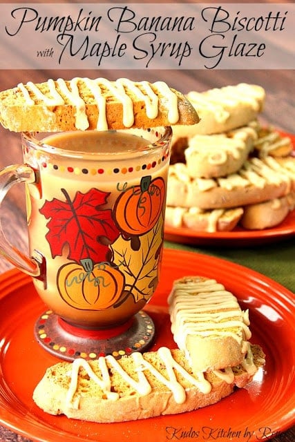 Pumpkin Banana Biscotti with Maple Syrup Glaze