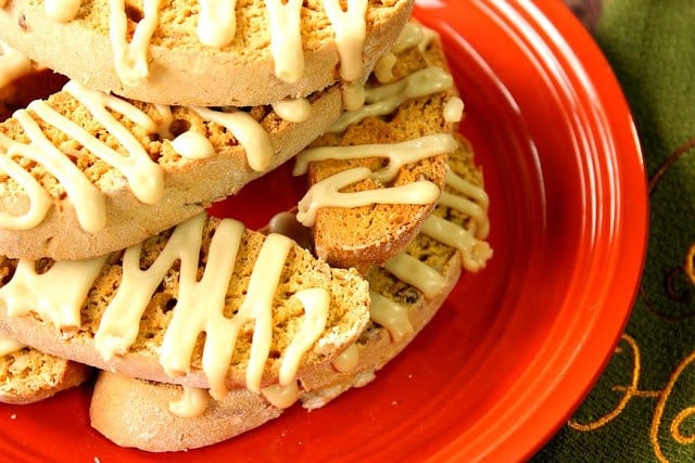 Pumpkin Banana Biscotti with Maple Syrup Glaze