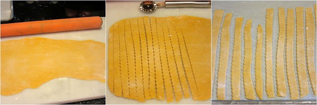 Steps for making homemade pumpkin pasta.