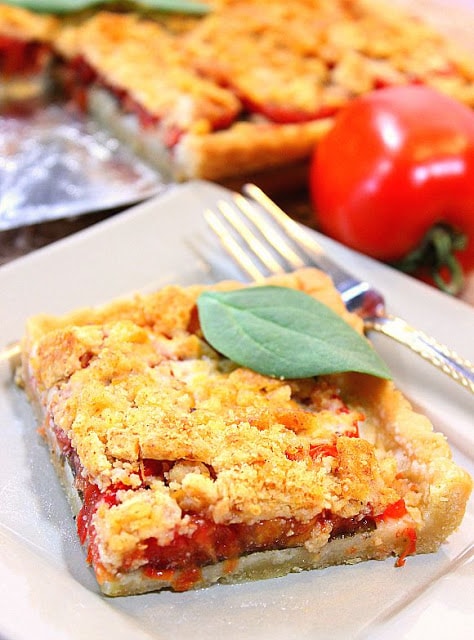 Tomato Spinach Tart with Cheesy Cornmeal Crust