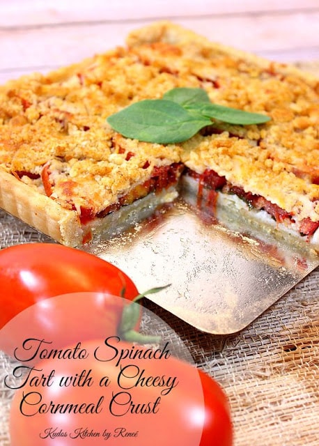 Tomato Spinach Tart with Cheesy Cornmeal Crust