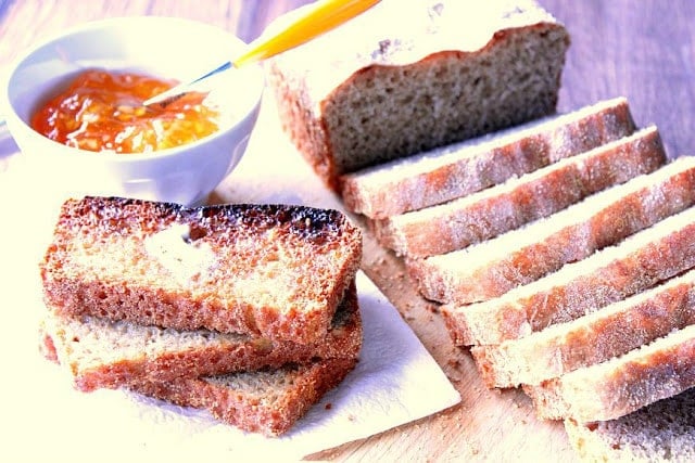 Easy Whole Wheat English Muffin Yeast Bread - www.kudoskitchenbyrenee.com Whole Wheat English Muffin Bread
