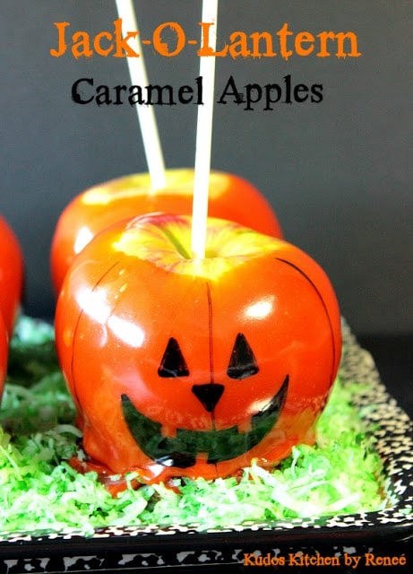 Jack-O-Lantern Caramel Apples