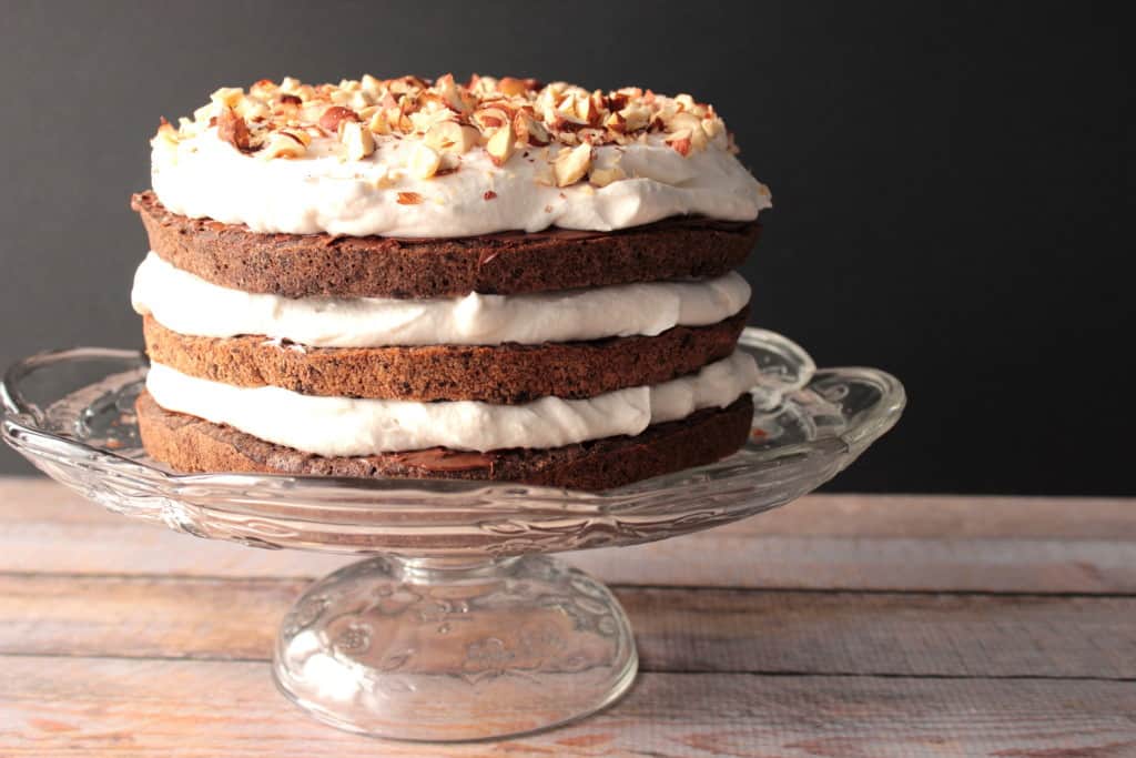 Hazelnut Meringue Cake with Chocolate and Whipped Cream