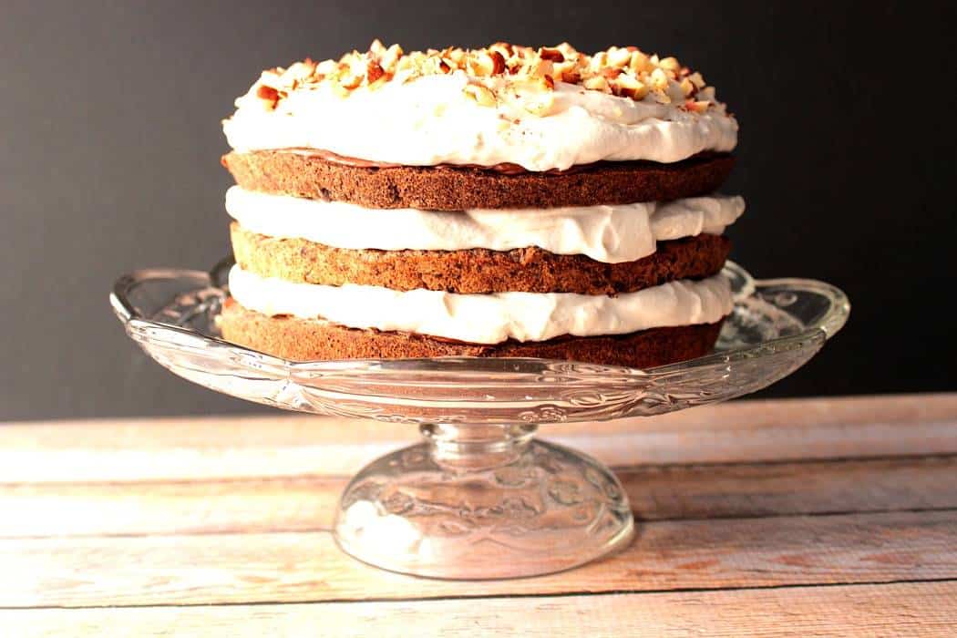 easy chocolate hazelnut cake with whipped cream