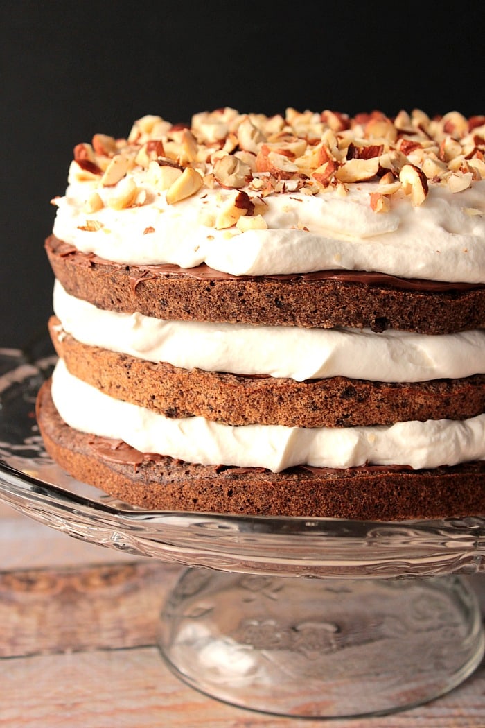 Hazelnut Cake with Chocolate and Whipped Cream