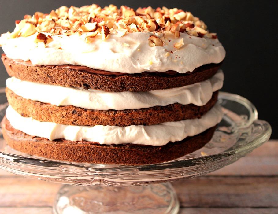 Chocolate Hazelnut Cake with Whipped Cream