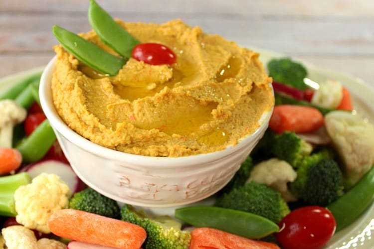 Healthy Roasted Chickpea with Carrot Hummus