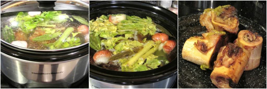 Making beef bone broth.