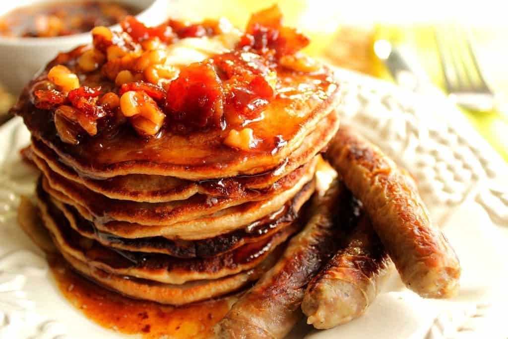 Whole Wheat Banana Bourbon Pancakes