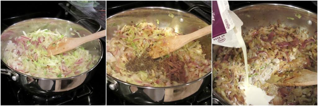 Low fat recipe of pork meatballs and creamed cabbage