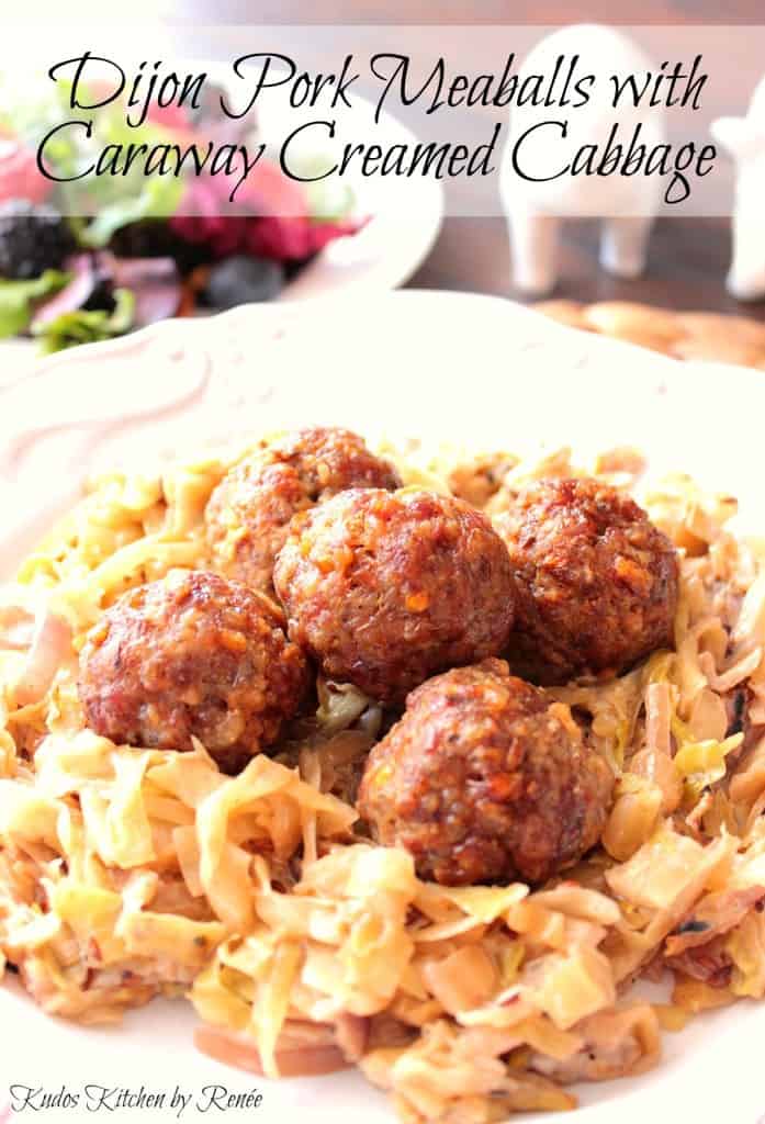 Pork meatballs with creamed cabbage.