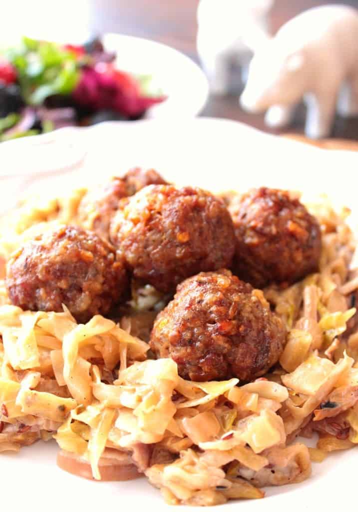 Pork Meatballs with Creamed Cabbage