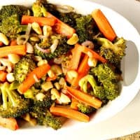 roasted carrots broccoli cashews shallots oven print