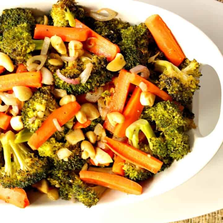 The Very Best Roasted Carrots and Broccoli Recipe with Cashews