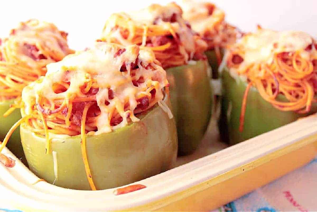Spaghetti Stuffed Bell Peppers Kudos Kitchen by Renee