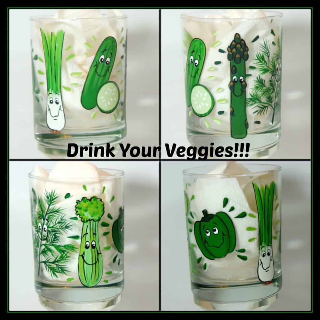 Drinking vegetable smoothies just got a lot tastier thanks to these hand painted glasses.