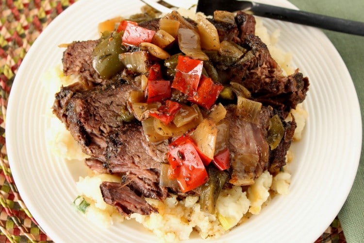 Slow Cooker Beef with Peppers, Onions and Dill