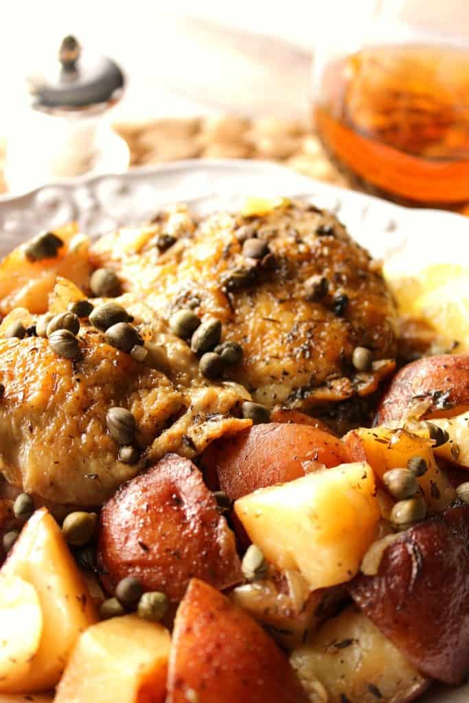 Slow Cooker Chicken Vesuvio with capers and potatoes.