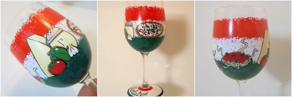 Hand Painted Italian Themed Wine Glass