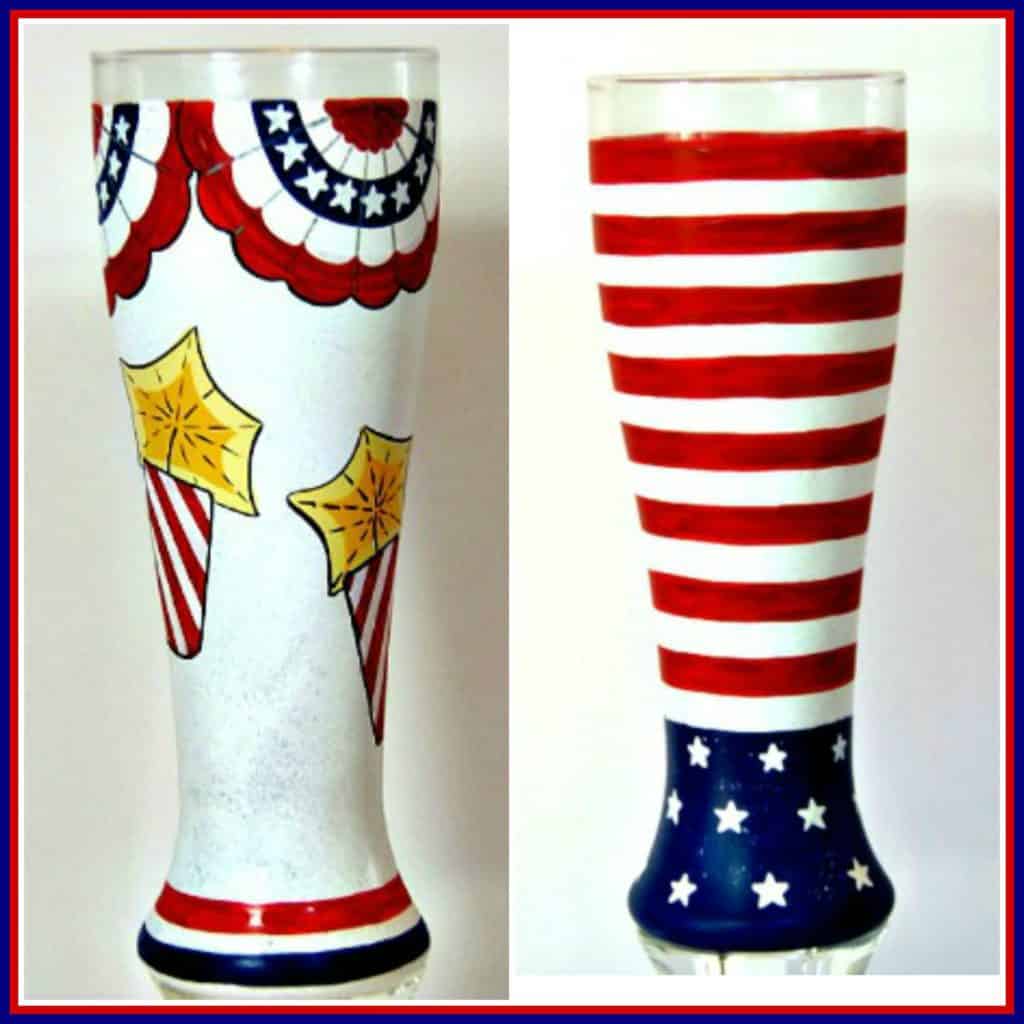 Hand Painted Patriotic Pilsner Glasses - Kudos Kitchen by Renee