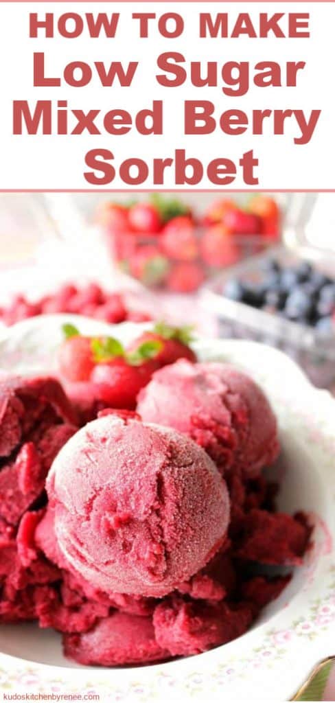Title text image of low sugar mixed berry sorbet