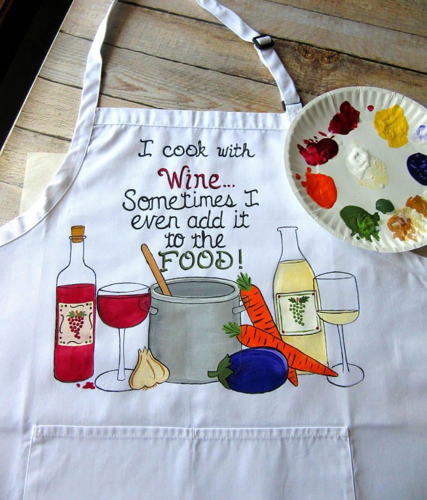 Cooking with Wine Hand Painted Apron