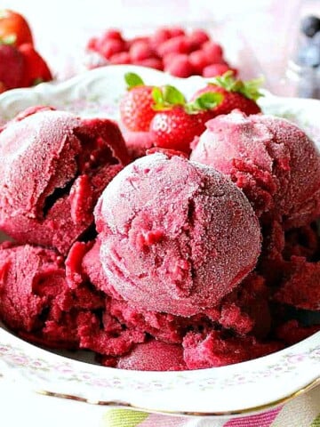 A serving of frozen Mixed Berry Sorbet.