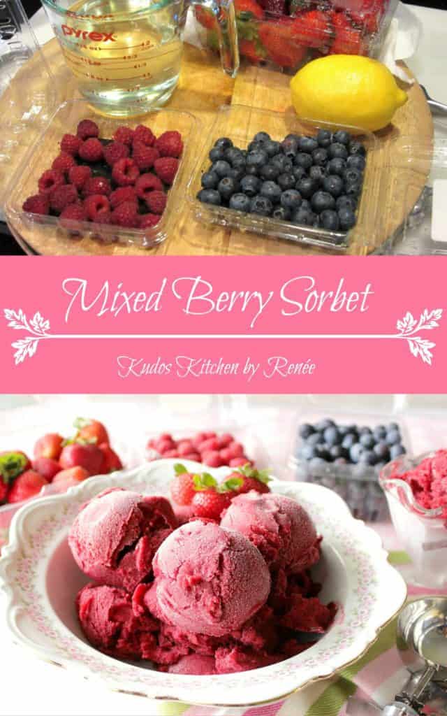 Mixed Berry Sorbet with Strawberries, Blueberries and Raspberries