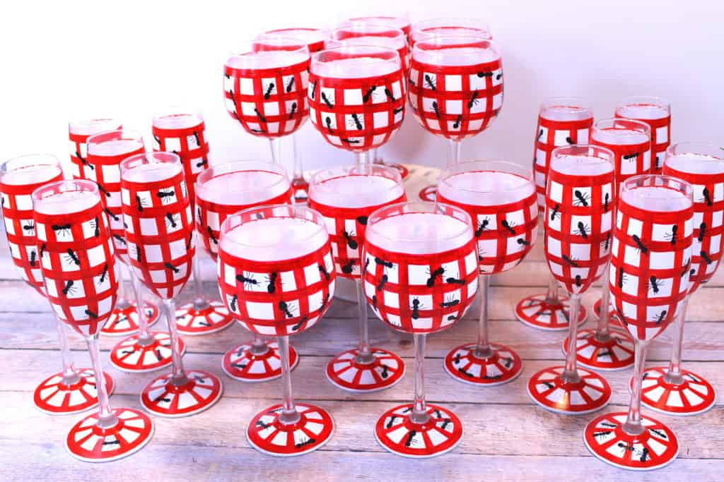 Hand Painted Gingham and Ants Glassware - Kudos Kitchen by Renee