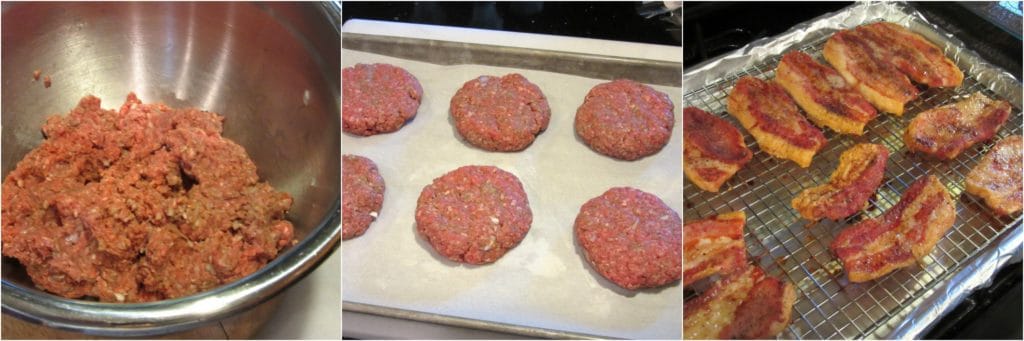 Shaping a pork belly burger