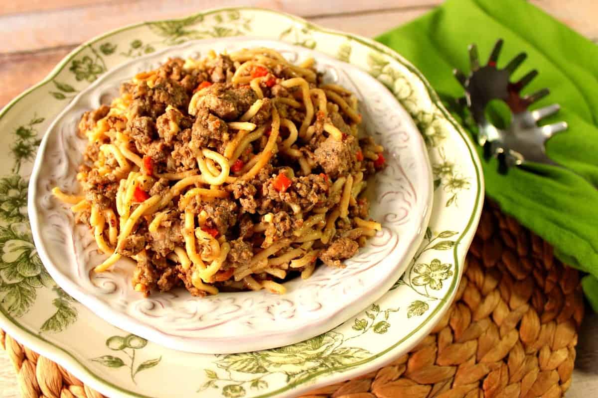 meaty turkey bolognese over spaghetti